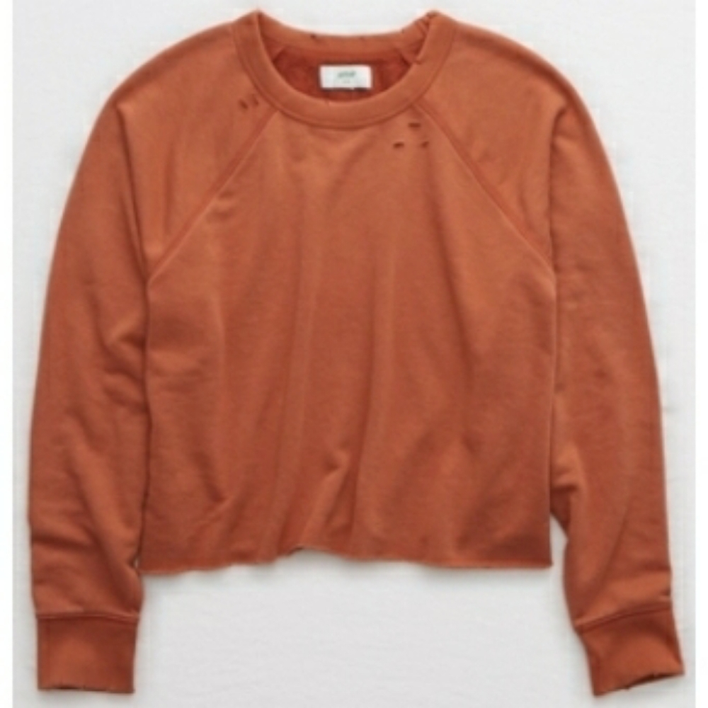 Aerie Sunday Soft Distressed Crew Sweatshirt XS